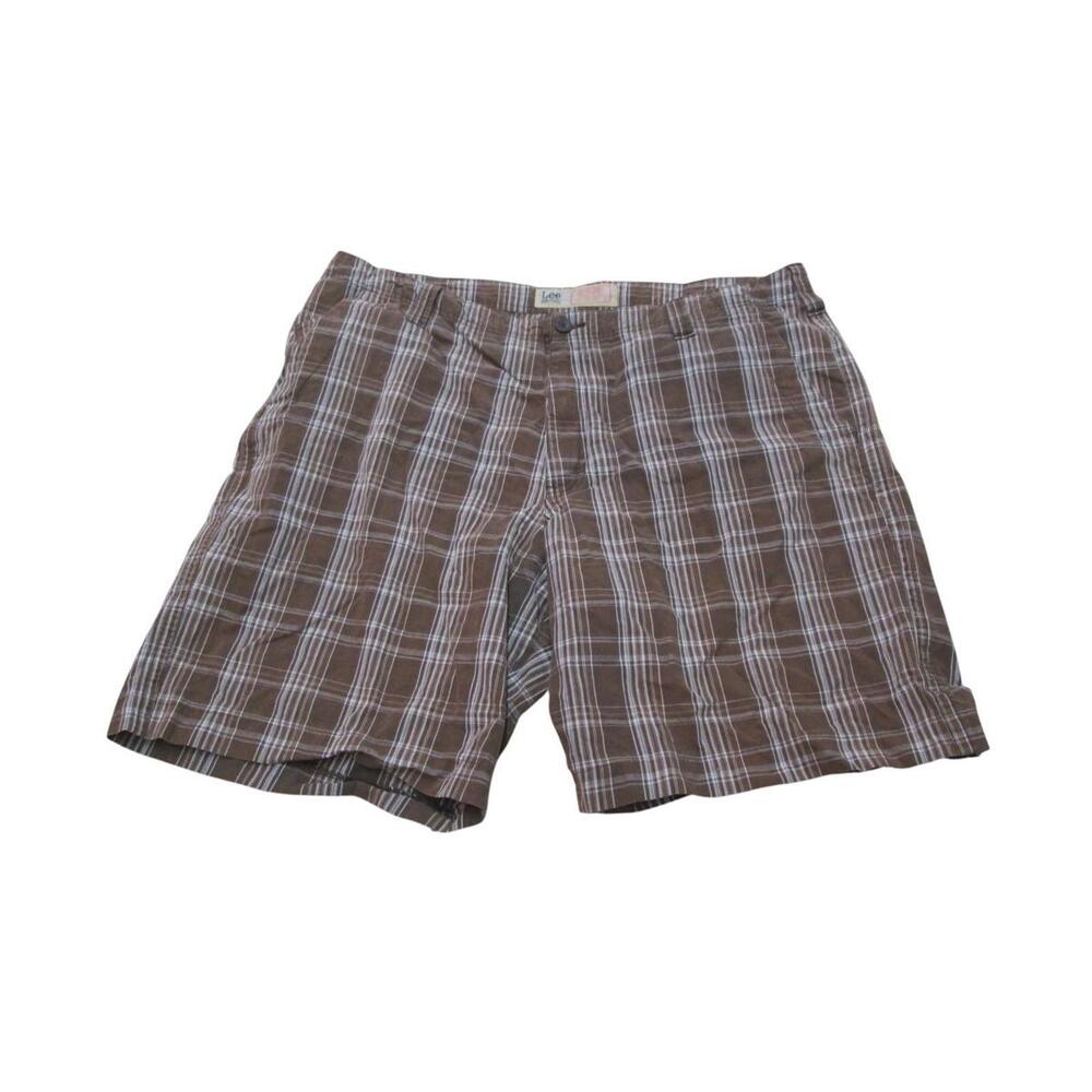 Lee Dungarees Brown Plaid Cargo Shorts Mens 100% Cotton Size 38 Pre‑Owned